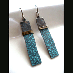 Hammered brass wire wrapped patinaed earrings